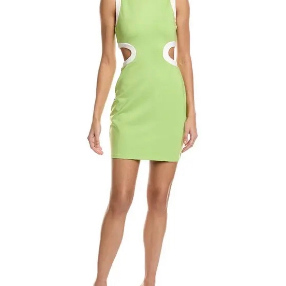 STAUD Lime Green Cutout Mini Dress
